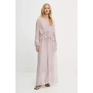 Answear Lab rochie din matase culoarea roz, maxi, evazati imagine