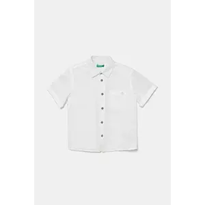 United Colors of Benetton cămașă de in pentru copii culoarea alb, 5IPVGQ02H imagine