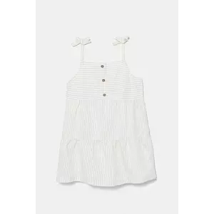 United Colors of Benetton rochie din in pentru copii culoarea bej, mini, evazati, 4Q1NGV025 imagine