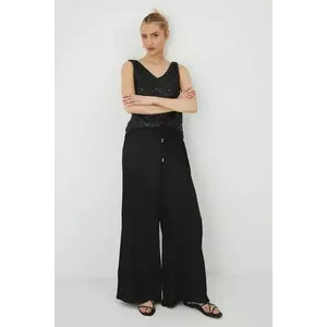 Medicine pantaloni culoarea negru, lat, medium waist imagine