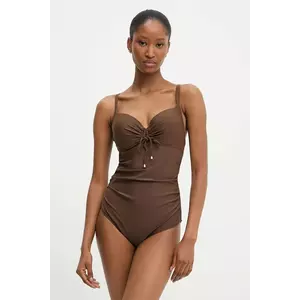 Answear Lab costum de baie dintr-o bucată culoarea maro, cupa rigidizata imagine