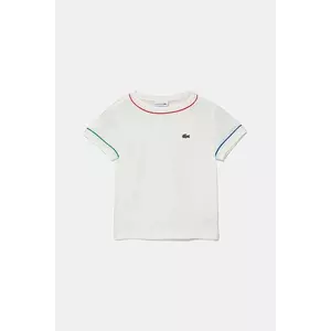 Lacoste tricou de bumbac pentru copii culoarea alb, neted, TJ8431 imagine