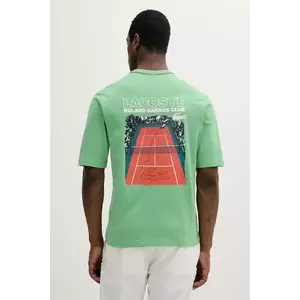 Lacoste tricou din bumbac culoarea verde, cu imprimeu, TH8757 imagine
