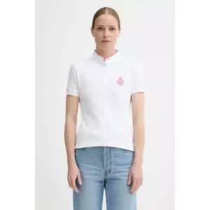 The Kooples polo de bumbac culoarea alb, FPOC30011K imagine
