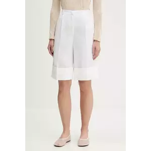 Blugirl Blumarine pantaloni scurți culoarea alb, neted, high waist, RA5181.T8823 imagine