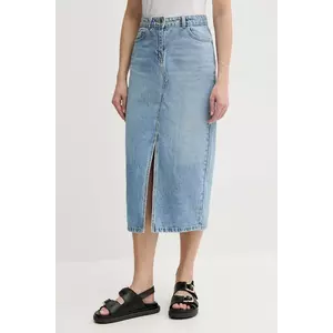 Morgan fustă jeans JROMA midi, drept, JROMA imagine