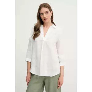 OUI bluză din in culoarea alb, neted, 92941 imagine