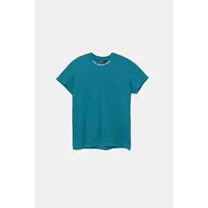 The North Face tricou de bumbac pentru copii TEEN NEW SS ZUMU TEE culoarea turcoaz, modelator, NF0A877S6HO1 imagine