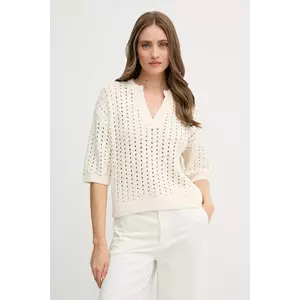 OUI pulover de bumbac culoarea bej, 93321 imagine