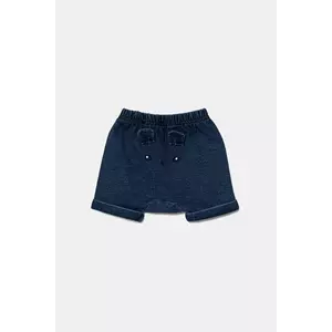 United Colors of Benetton pantaloni scurți din denim pentru bebeluși culoarea bleumarin, neted, 4BAYA900Y imagine
