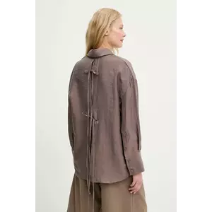 Answear Lab camasa culoarea maro, cu guler clasic, relaxed imagine