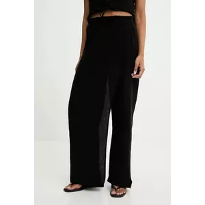 Answear Lab pantaloni de bumbac culoarea negru, lat, high waist imagine