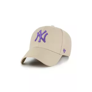 47 brand șapcă MLB New York Yankees culoarea bej, cu imprimeu, B-MVPSP17WBP-KHP imagine