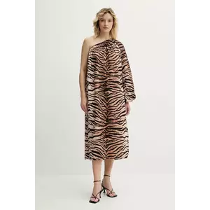 The Sleeper rochie din bumbac culoarea maro, midi, oversize, GADR06A003N imagine