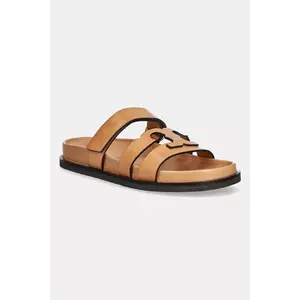 Tory Burch papuci de piele Ines Sport culoarea maro, 168791-200 imagine