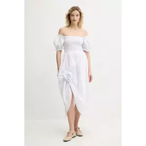 The Sleeper rochie din bumbac culoarea alb, mini, evazati, BRDR06P001R imagine