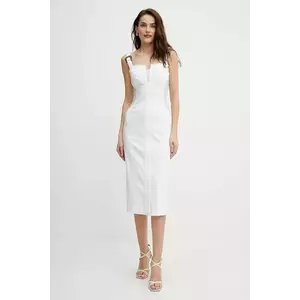 Versace Jeans Couture rochie culoarea alb, midi, mulata, 78HAO951 EW015TC2 imagine