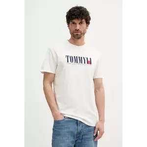 Tommy Jeans tricou din bumbac culoarea alb, cu imprimeu, DM0DM21941 imagine
