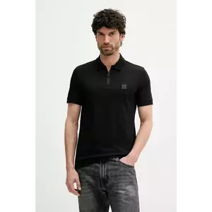 BOSS Orange tricou polo culoarea negru, uni, 50537507 imagine