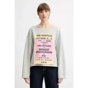 The Kooples hanorac de bumbac culoarea gri, cu imprimeu, FSWE30013K imagine
