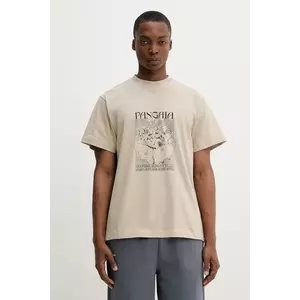 Pangaia tricou din bumbac culoarea bej, cu imprimeu, 10002434 imagine