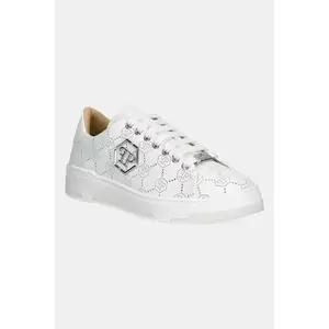 Philipp Plein sneakers din piele Lo-Top Monogram culoarea alb, USC0770 PLE010N 01 imagine