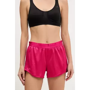 Under Armour pantaloni scurți de antrenament Tech Play culoarea roz, uni, high waist, 1389883 imagine