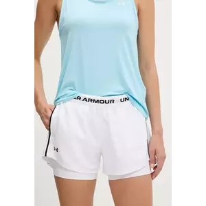 Under Armour pantaloni scurți de antrenament Tech Play culoarea alb, uni, high waist, 1389895 imagine