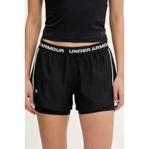 Under Armour pantaloni scurți de antrenament Tech Play culoarea negru, uni, high waist, 1389895 imagine