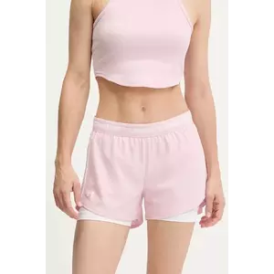 Under Armour pantaloni scurți de antrenament Tech Play culoarea roz, uni, high waist, 1389895 imagine