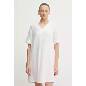 United Colors of Benetton rochie din in culoarea alb, mini, oversize, 4AGHDV0B0 imagine