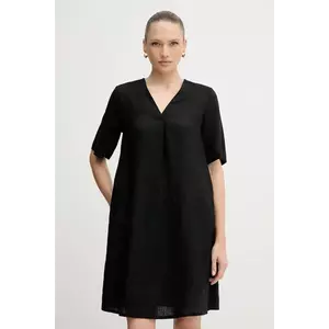 United Colors of Benetton rochie din in culoarea negru, mini, oversize, 4AGHDV0B0 imagine