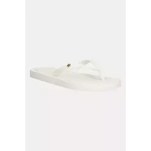 Tory Burch papuci Kira culoarea alb, cu toc plat, 162307-100 imagine
