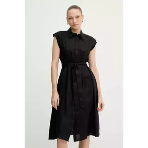 United Colors of Benetton rochie din in culoarea negru, mini, evazati, 4AGHDV0B1 imagine