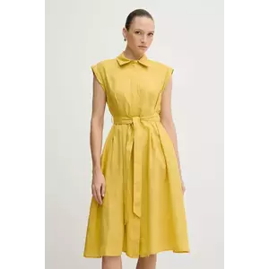 United Colors of Benetton rochie din in culoarea galben, mini, evazati, 4AGHDV0B1 imagine