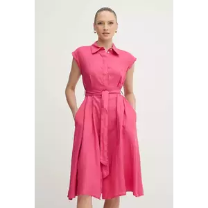 United Colors of Benetton rochie din in culoarea roz, mini, evazati, 4AGHDV0B1 imagine