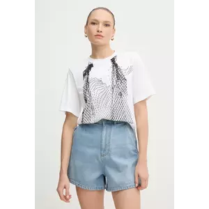 Sisley tricou din bumbac culoarea alb, 3I1XL107G imagine