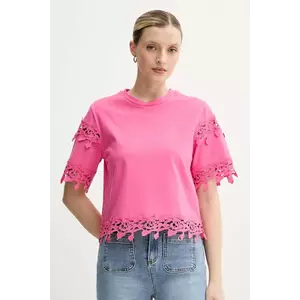 Morgan tricou din bumbac DFUTUR femei, culoarea roz, DFUTUR imagine