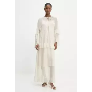Answear Lab rochie din matase culoarea bej, maxi, evazati imagine