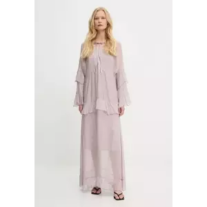 Answear Lab rochie din matase culoarea violet, maxi, evazati imagine