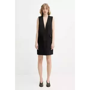MM6 Maison Margiela rochie din amestec de lână culoarea negru, mini, oversize, S52DA0046.M35153 imagine
