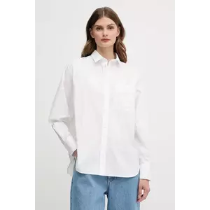 Lacoste cămașă din bumbac femei, culoarea verde, cu guler clasic, relaxed, CF0215 imagine