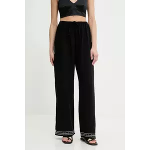 Answear Lab pantaloni de bumbac culoarea negru, drept, high waist imagine