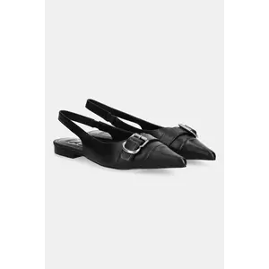 Answear Lab balerini de piele culoarea negru, cu toc deschis imagine