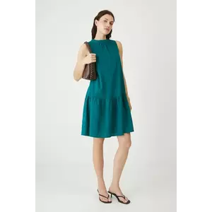 Medicine rochie din in culoarea verde, mini, oversize imagine