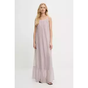 Answear Lab rochie din matase culoarea bej, maxi, evazati imagine