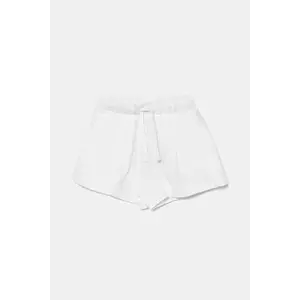 United Colors of Benetton pantaloni scurți din bumbac pentru copii culoarea alb, uni, talie reglabila, 3BL0C903I imagine