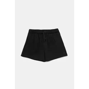 United Colors of Benetton pantaloni scurți din bumbac pentru copii culoarea negru, uni, talie reglabila, 3BL0C903I imagine