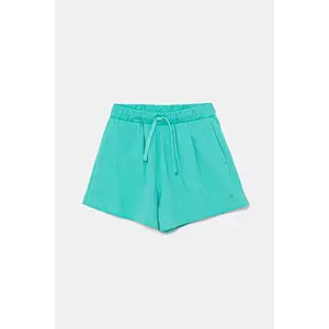 United Colors of Benetton pantaloni scurți din bumbac pentru copii culoarea turcoaz, uni, talie reglabila, 3BL0C903I imagine