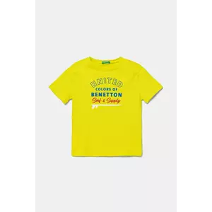 United Colors of Benetton tricou de bumbac pentru copii culoarea verde, cu imprimeu, 3I1XG10JO imagine
